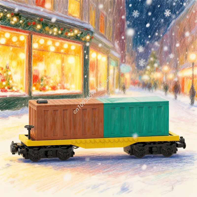 

203 детали, моторизованный грузовой вагон MOC, конструктор, рождественский подарок, игрушка, креативный набор для самостоятельной сборки, развивающий конструктор