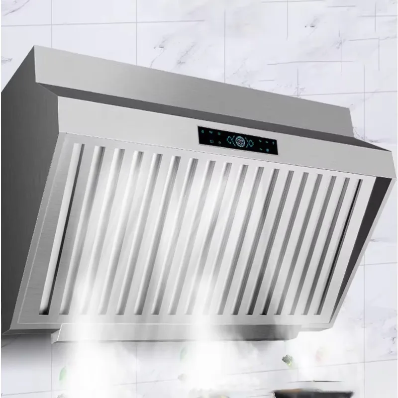 1.2m Stainless Steel Exhaust Hood Commercial Kitchen Range Hood Hotel Double Motor Large Suction Range Hood Touch