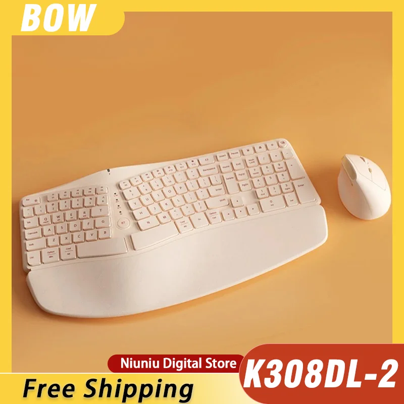 

Эргономичная клавиатура B.O.W, беспроводная трехрежимная Bluetooth, большой размер, квант, бесшумная для офисных игр, планшетов, ноутбуков, компьютерных игр