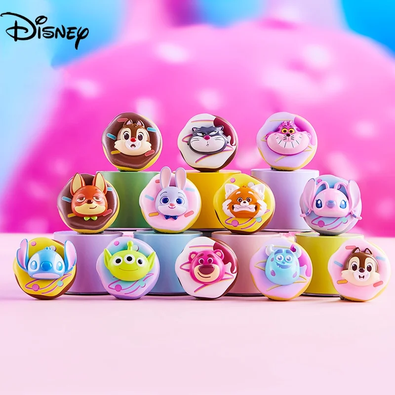 Miniso Mingchuang Youpin Disney Fun Donuts Theme Handmade Trendy Play Blind Box Gift Ornaments Refrigerator Sticker Toys Gifts