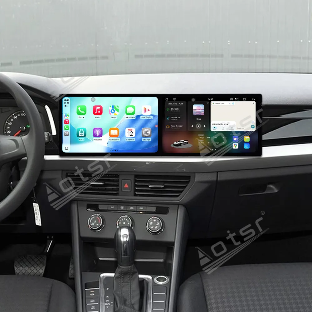 

Автомобильный радиоприемник с двумя экранами для Volkswagen Bora 2019-2022, автомобильный беспроводной мультимедийный мультимедийный видеоплеер, GPS-навигация, блок Carplay HD