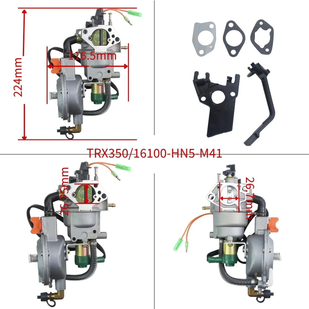Dual Fuel LPG NG Carburetor With Matching Gaskets Accessories Complete Kit For 188F 190F GX340 GX390 5KW-8KW Equipment