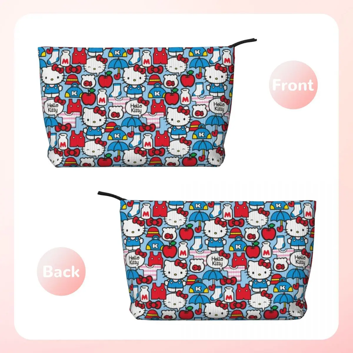 Custom Hello Kitty Sanrio Cosmetic Bag Women Cute Big Capacity Makeup Case Beauty Storage Toiletry Bags