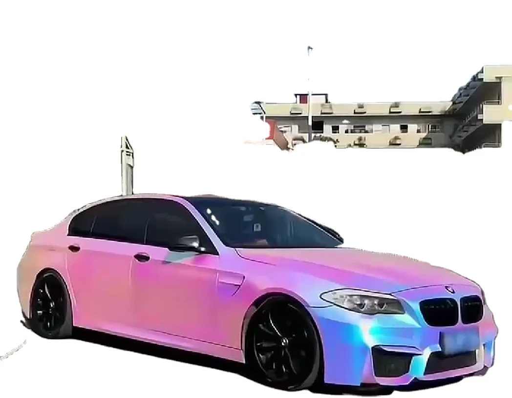 Rekbaar materiaal Low Tack lijm autodecoratie vinylsticker Kleurrijke matte regenboog chroom vinylsticker voor autoverpakking