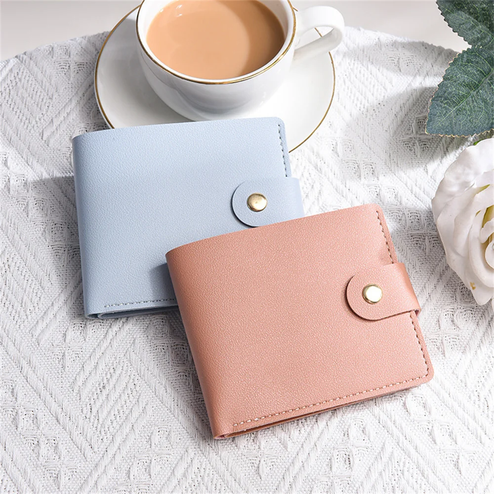 PU Leather Small Short Wallet Bag Multi Card Holder Students Ultra-thin Cowhide Coin Purse Clip Clutch Pouch for Men Women