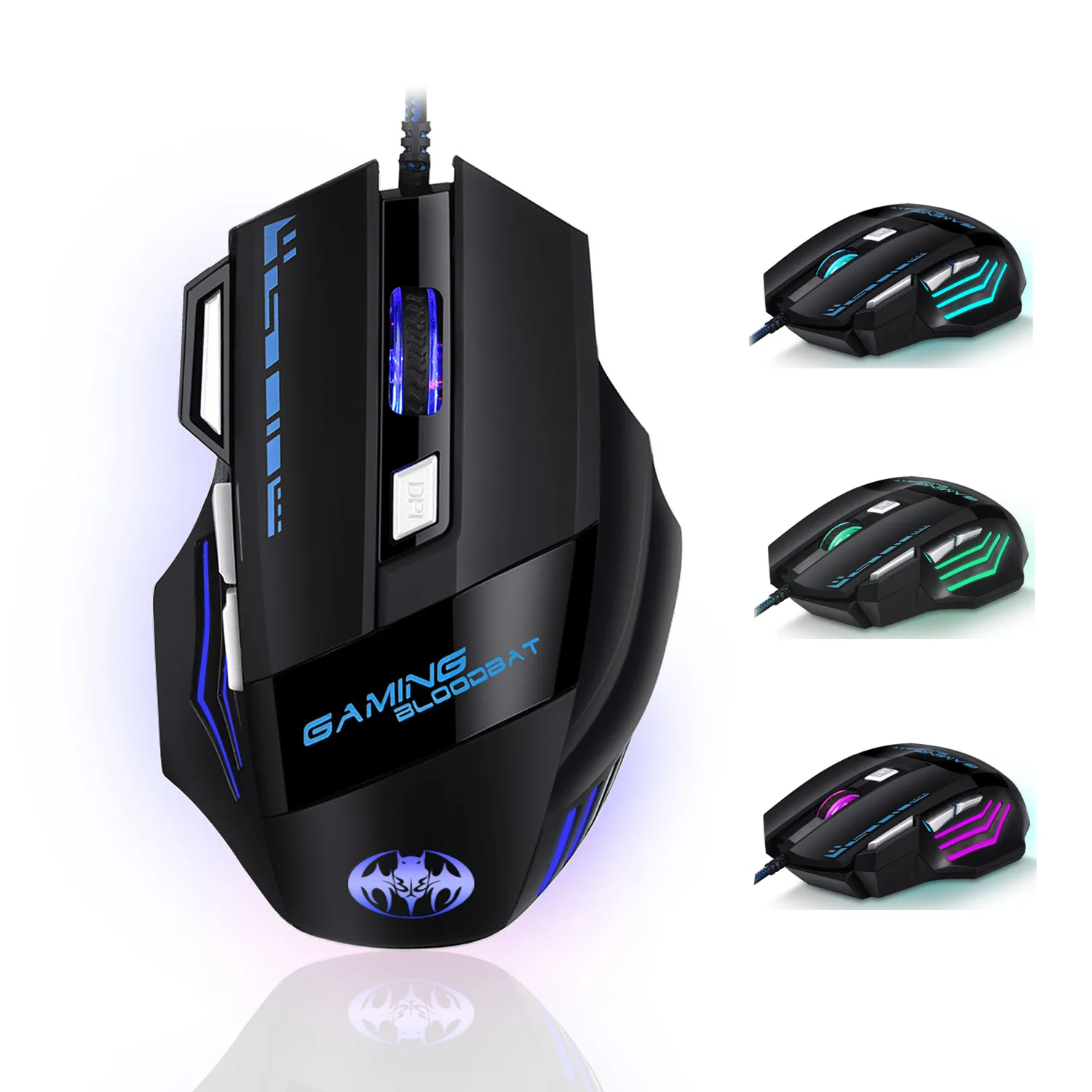 New Usb Wired Photoelectric Gaming Mouse 8 Key Light Breathing Light Power Key Computer Accessories