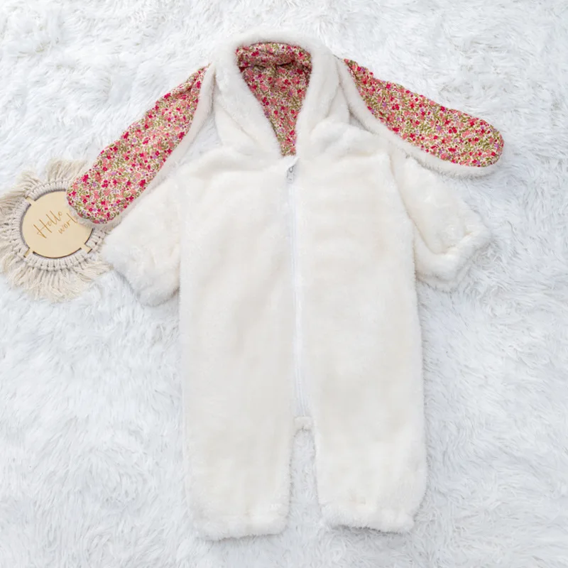 

Baby Rompers Warm Fleece Newborn Boys Clothes Autumn Winter Baby Girls One Piece Rabbit Outfit Baby Sleepwear Pijama Bebe