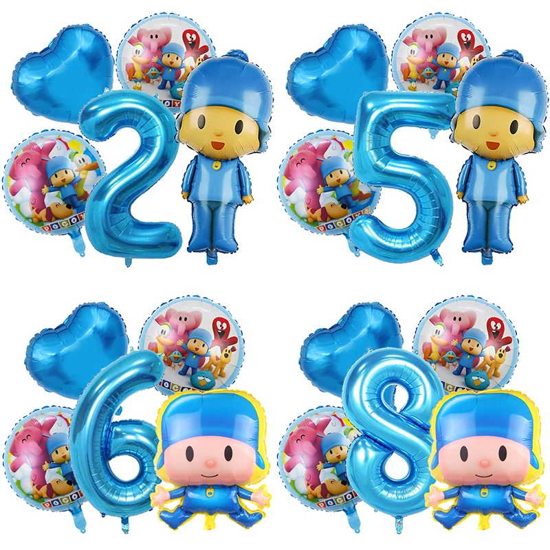 Niedliche Pocoyo Geburtstags-Zahlenballons Set Jungen Mädchen Party Dekoration Cartoon Babyparty Zubehör Kinder Geburtstagsgeschenke