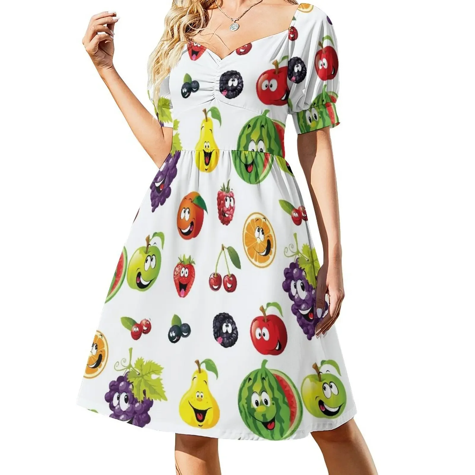 

Colored funny Fruits with face Short-Sleeved Dress elegant dresses plus sizes dress for women 2025 Women's summer skirt