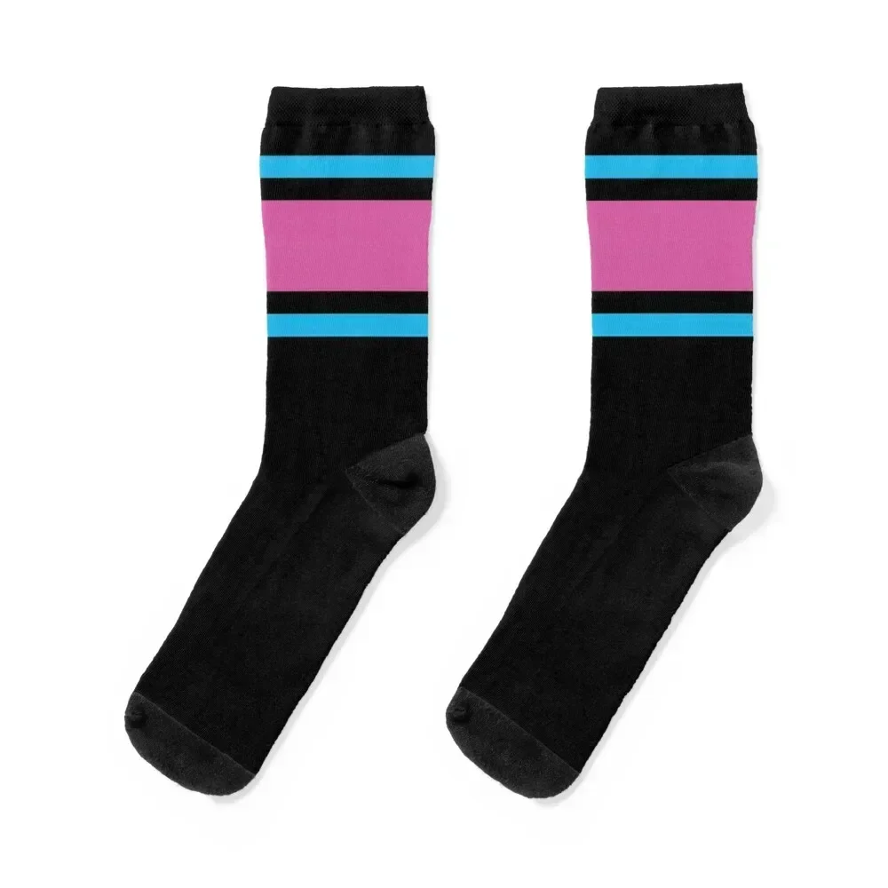 

Black, Blue & Pink Power Stripe Socks cartoon luxe aesthetic bright garter Boy Socks Women's