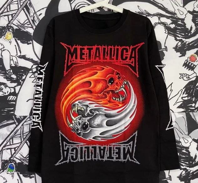 Metallica Band Retro Vintage Rock Heavy Metal Long Sleeved 3D Printed Fan T-shirt Men's and Women's Fashionable Casual Top