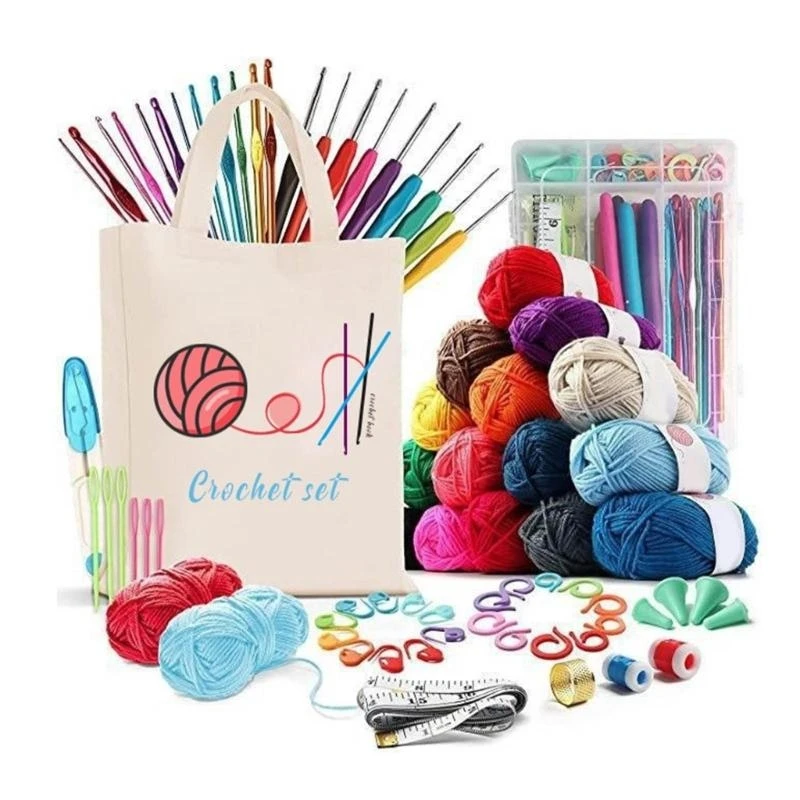 

73pcs Crochet Crochers, установленные с мешком для вязания крючком, вязание аксессуаров эргономичный крючок и иглу для мешка,