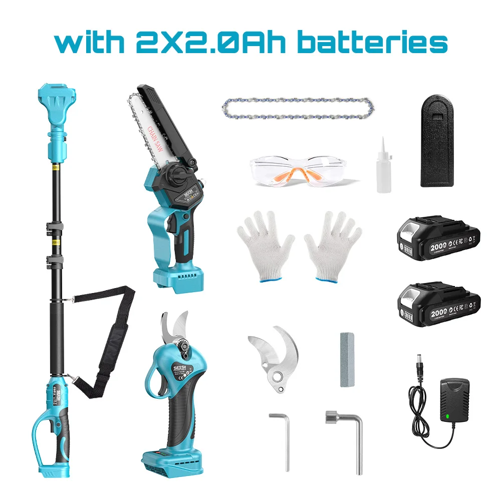 Seesii 3-in-1 Bürstenlose Teleskopstange Hohe Astschere Elektrische Kettensäge Garten Beschneiden Werkzeuge Für Makita 18V Batterie Pin