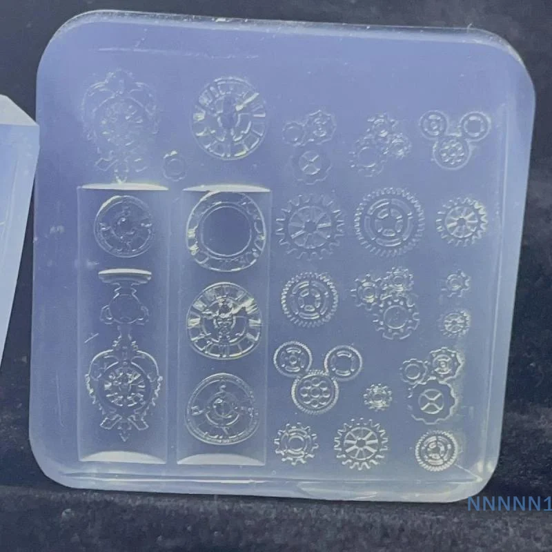 Moule 3D avancé en Silicone pour Nail Art, conception d'engrenages d'horloge, outil de manucure à breloques DIY