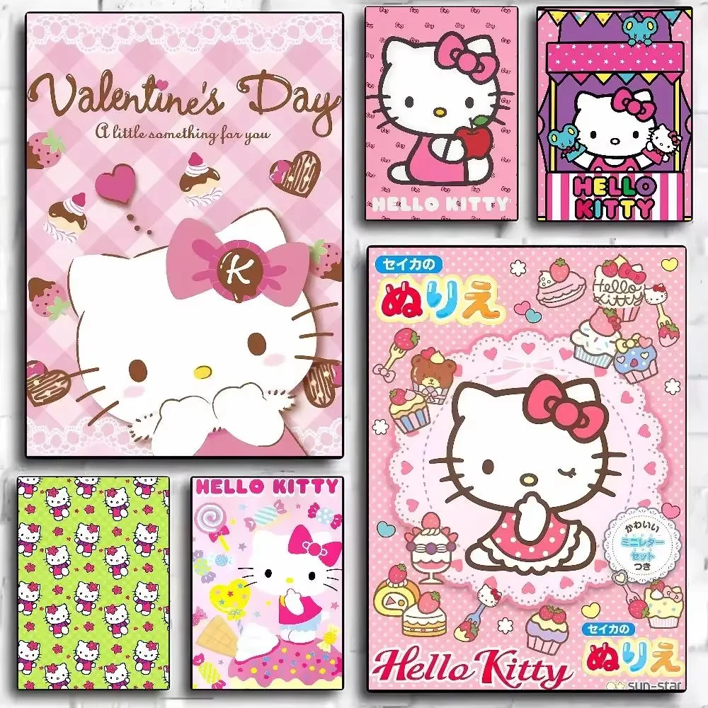 5D DIY Diamant-Malerei-Set Hello Kitty Kawaii Cartoon-Kunst Vollflächiges Strass-Mosaik Wanddekoration Bastelset Geschenk für Zuhause