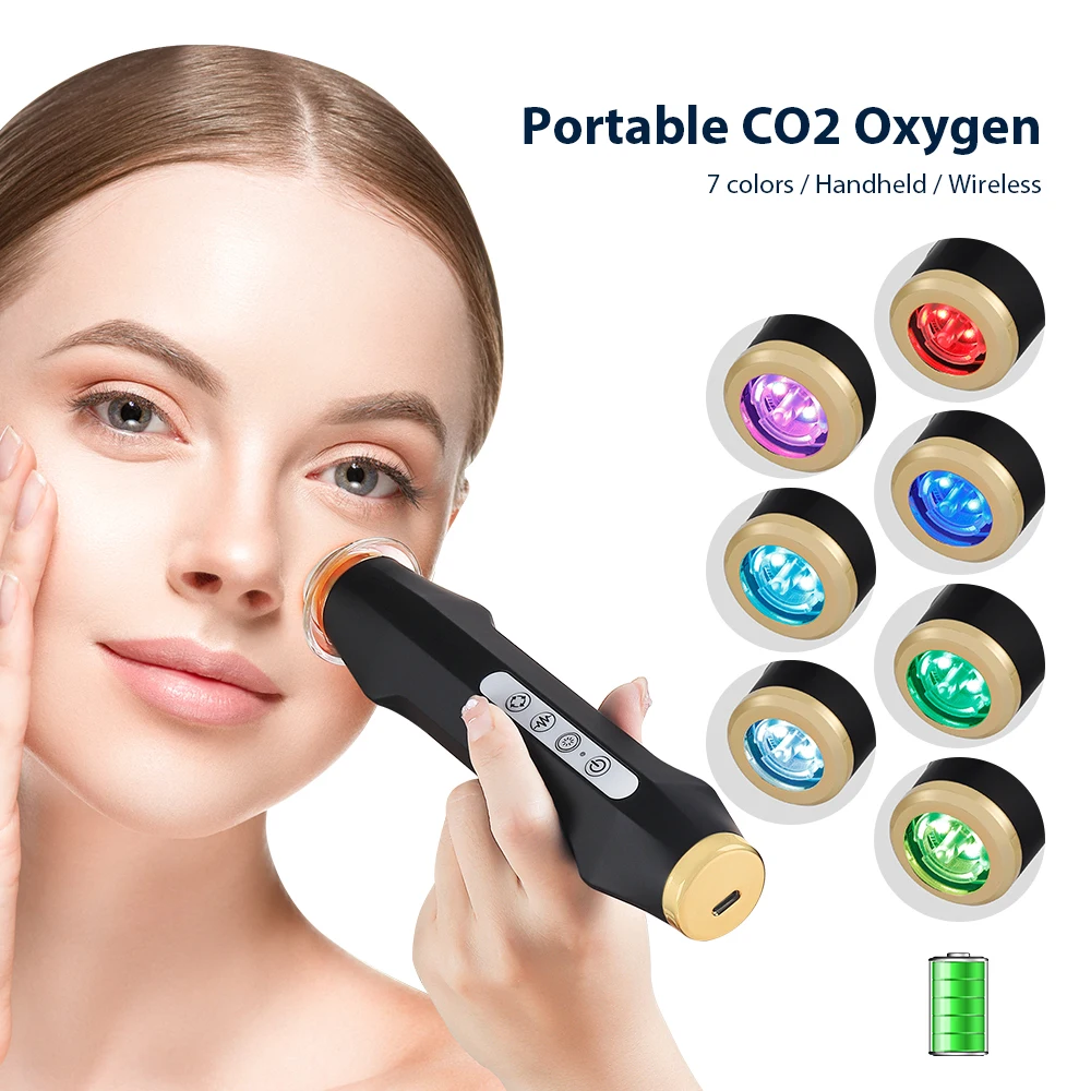 Electric Facial CO2 Oxygen Bubble Beauty Machine 7 Colors Deep Cleaning Skin Lifting Balance Water Oil Exfoliating Serum Gel