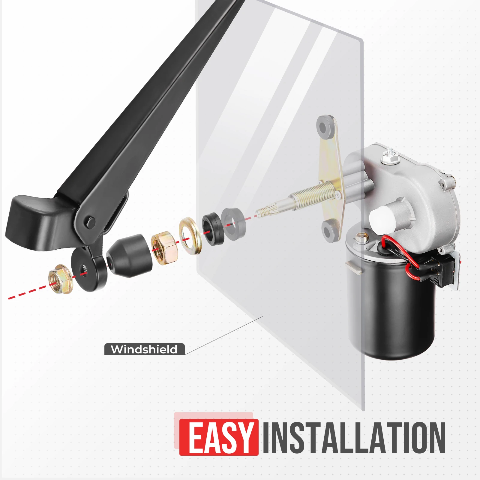 Essuie-glace électrique pour pare-brise UTV, kit moteur Ranger, compatible avec ycin is RZR XP 1000, Can-am Maverick Bery et Cfmoto