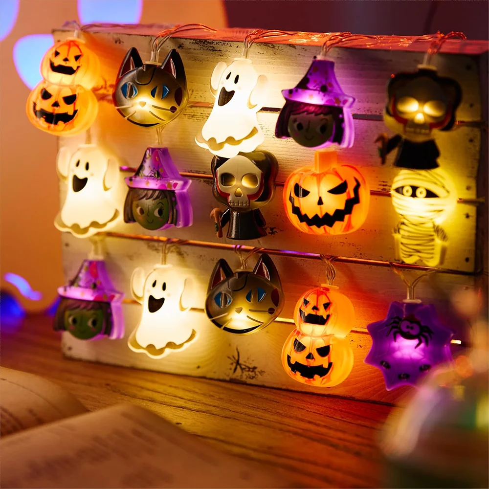 Halloween Monster String Light LED Party String Lights Pumpkin Ghost Spider Lamp Home Indoor Outdoor Halloween Decoration Props