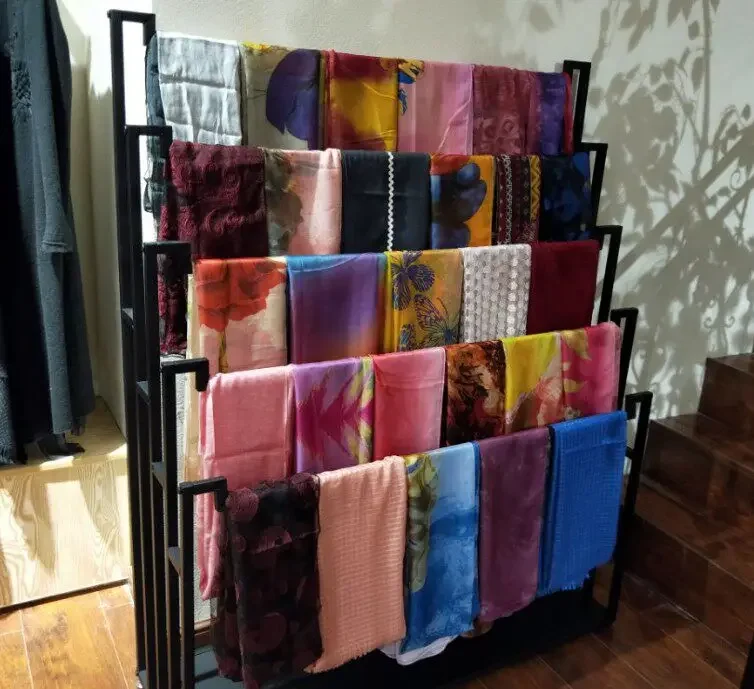 

High-endiron Silk Scarf Rack Hanging Scarf Rack Floor-to-ceiling Clothing Store Hanger Display Rack Pants Fabric Displayshelf