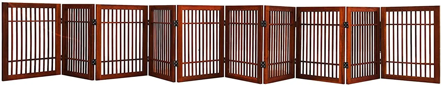 

Pet Dog Gate Strong and Durable Freestanding Folding Hardwood Portable Wooden Fence Indoors or Outdoors