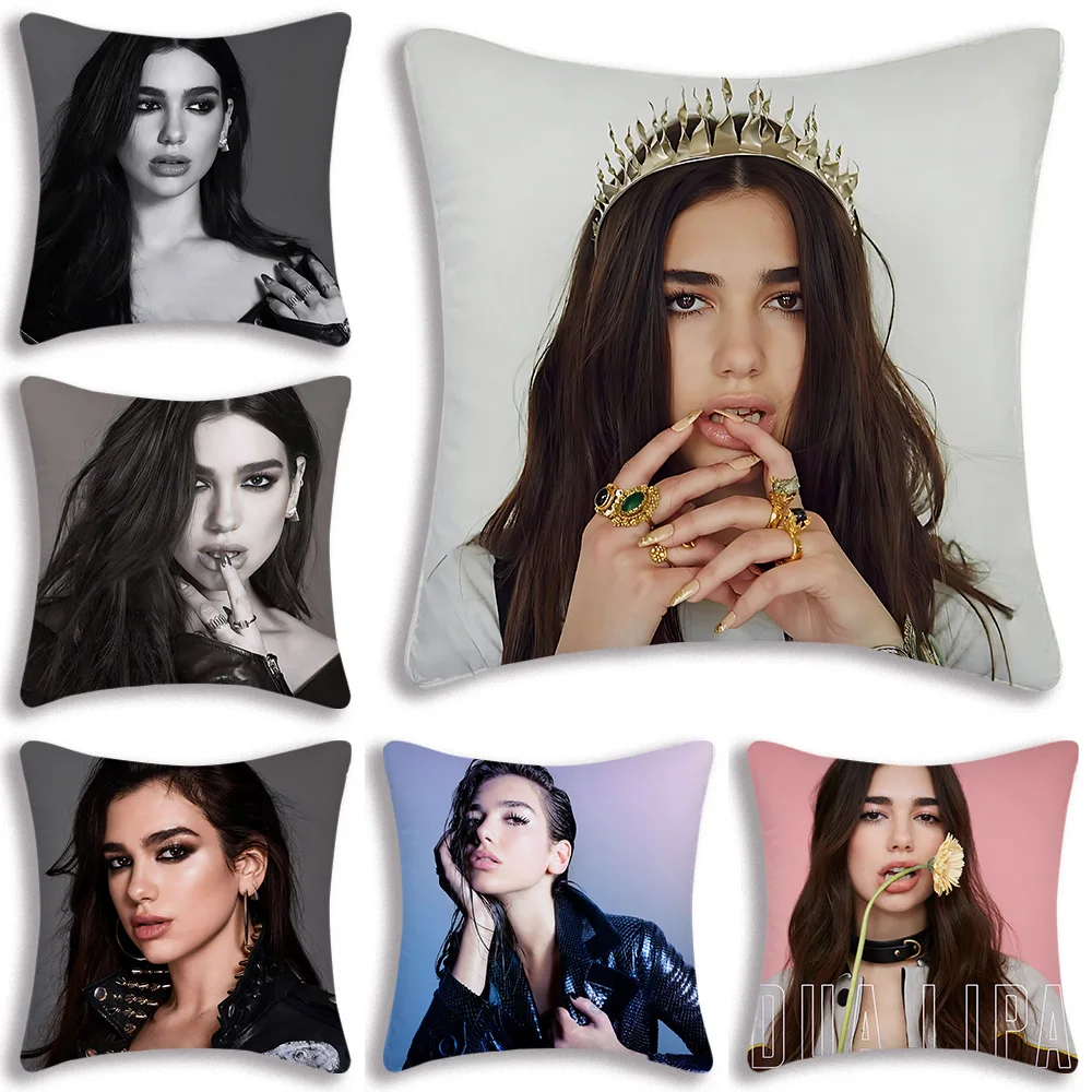 Singer D-Dua Lipas fodere per cuscini Cartoon Sofa decorativo casa stampa fronte-retro breve peluche carino fodera per cuscino