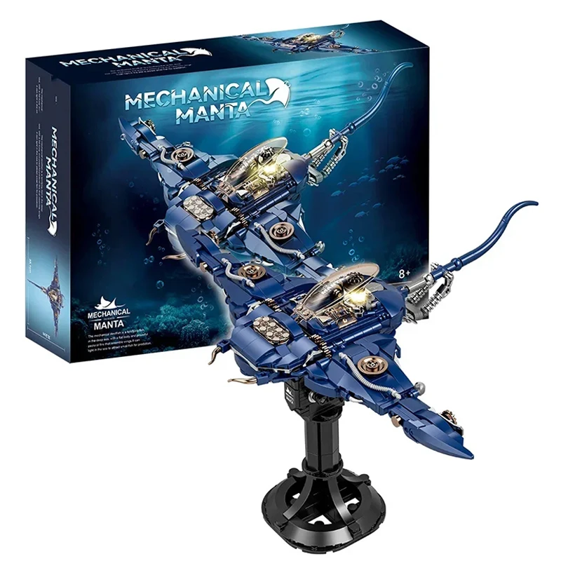 

689PCS Technical Mechanical Devil Fish Building Blocks Sets Assembling Bricks Model Birthday Gifts STEM Kids Toys Gifts for Boys