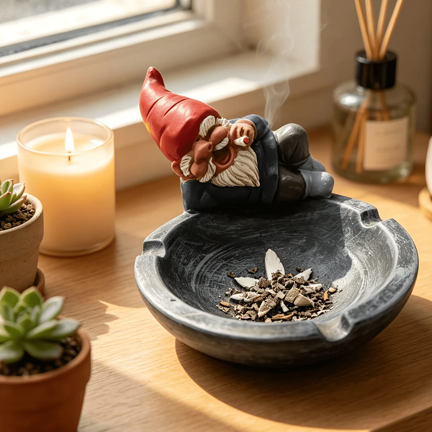 Creative and quirky dwarf ashtray, personalized home living room and office decoration ornament, anti fly ash ashtray