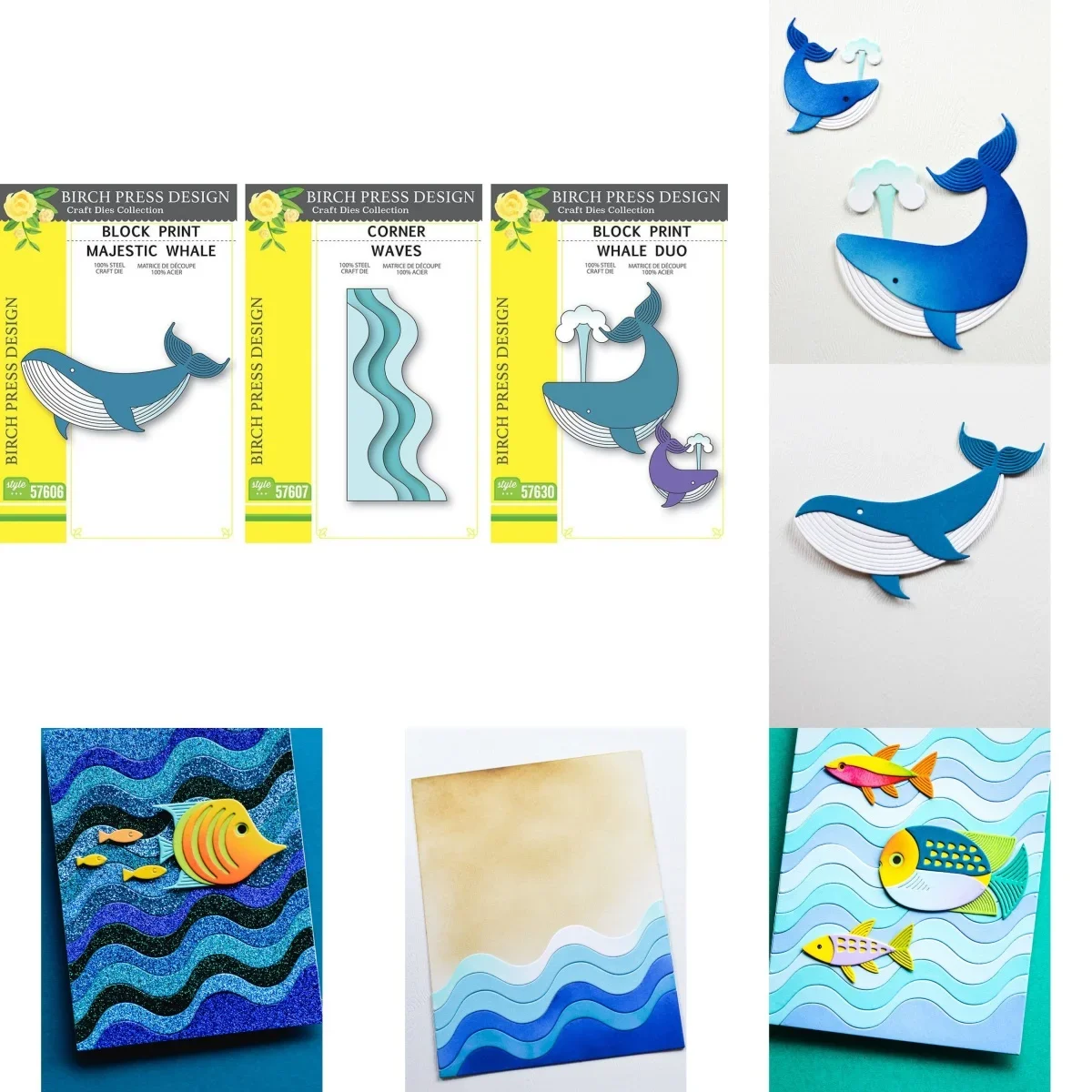 

Block Print Majestic Whale Corner Waves 2025 New Metal Cutting Dies for DIY Make Card Scrapbook Embossed Paper Album Craft