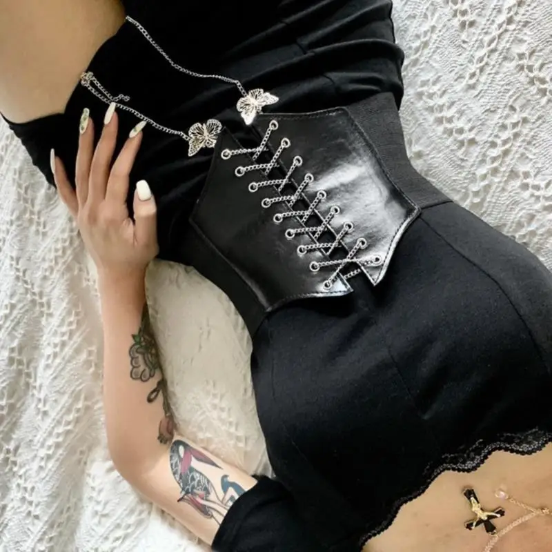 

Women Sexy Corset Underbust Gothic Butterfly Chain Curve Shaper Modeling Strap Slimming Waist Belt Chain Lace Corsets Bustiers