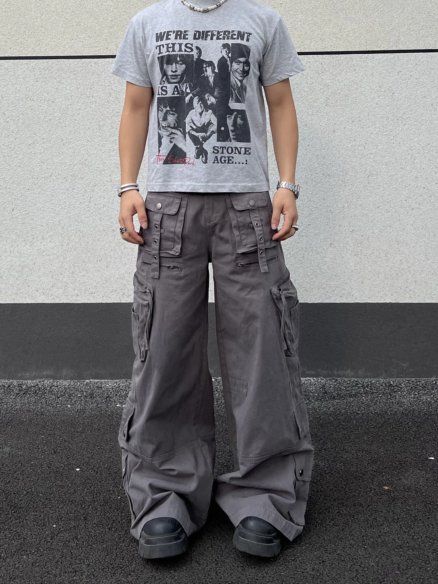 

Свободные прямые брюки-карго унисекс в уличном стиле, повседневные, из хлопка, с геометрическим узором