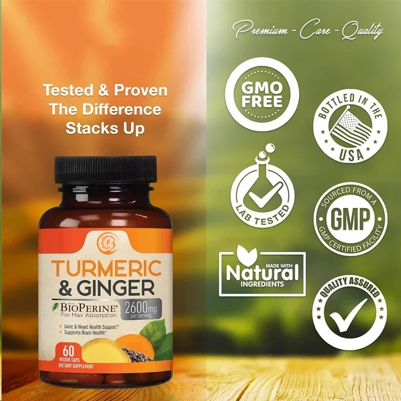 

Turmeric Curcumin 60 Capsules- Natural Joint and Heart Support - Healthy and Nutritious Turmeric Extract Supplement