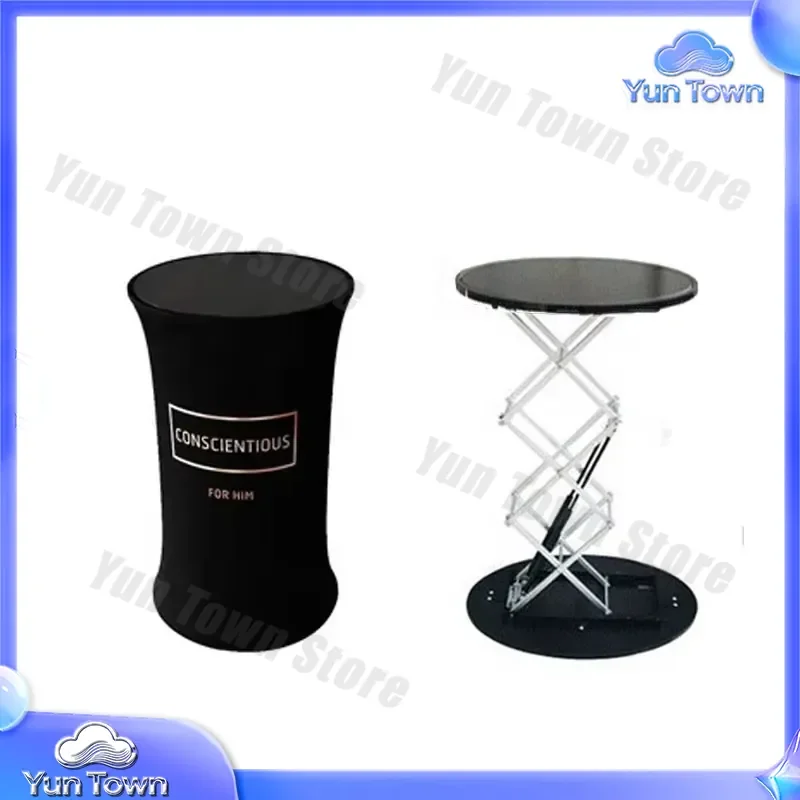 Portable Pop-Up Table for Trade Show Display Oval Promotional Counter Custom Podium Stand Exhibition Booth Furniture Event