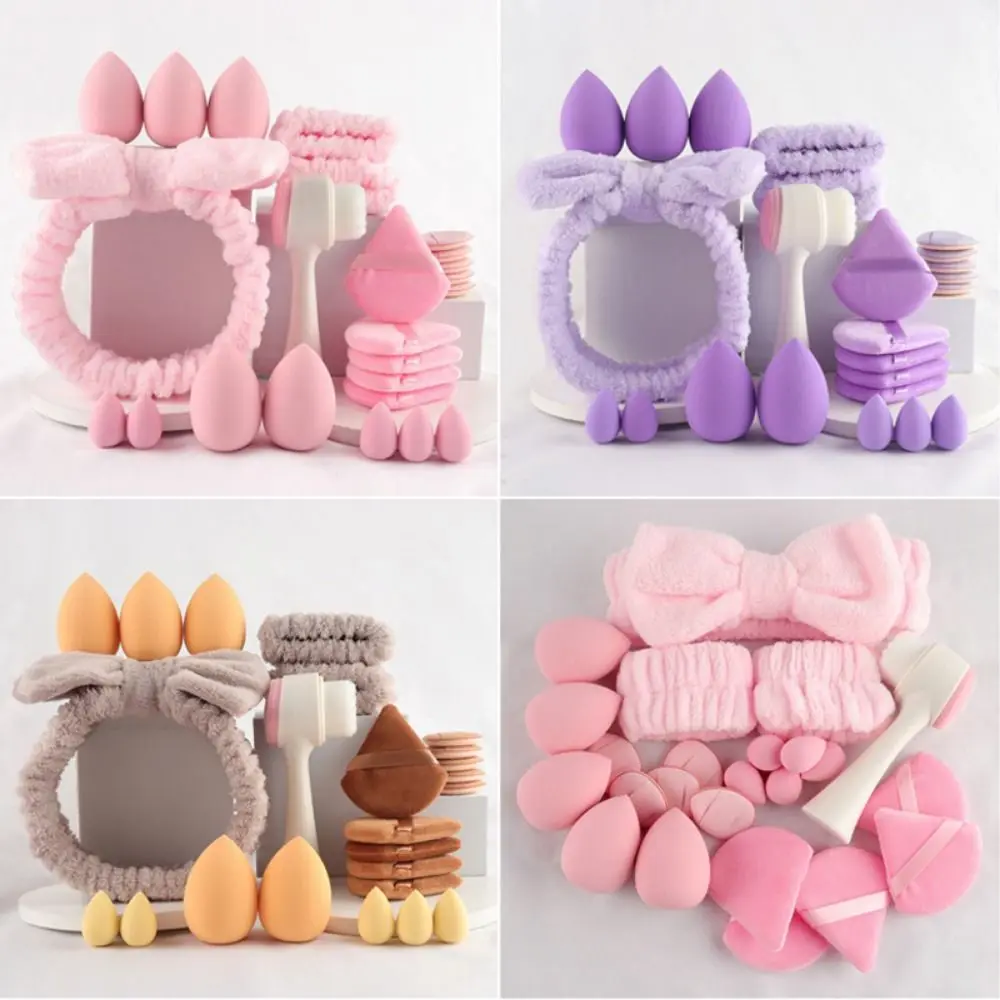 24Pcs/Set Hypoallergenic Vegan Makeup Kit Non-slip Hairband Girls Beauty Tool Makeup Sponge Face Wash Headband Travel Makeup
