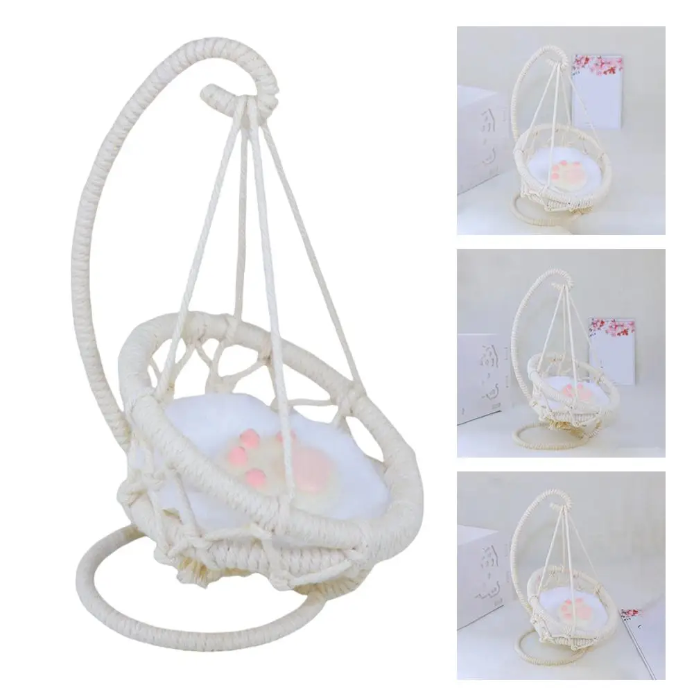 Mini Doll's Hanging Chair Hand-woven Hanging basket Swing Enameling Plush Toy Hammock Accessories For Child Girl Gift