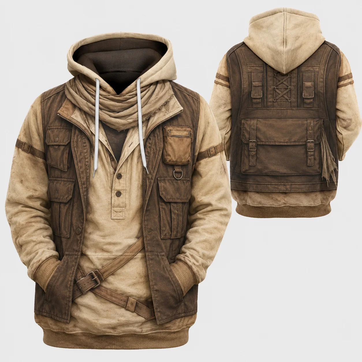 Medieval Ranger Costume 3D Printed Hoodie Polyester Pullover Long Sleeve Cosplay Streetwear Fantasy Warrior Sweatshirt