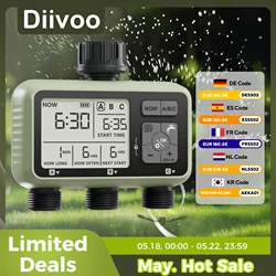 Diivoo Garden Water Timer 3 Zone Programmable Automatic Irrigation Timer with Rain Delay Manual/Auto Mode Watering for Lawn Yard