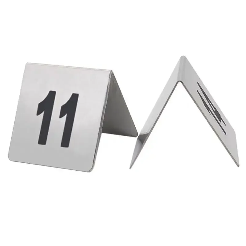 5Pcs Double Sides Stainless Steel Table Numbers 1-25 Signs Plates Restaurant Cafe Bar Place Table Marker Desk Digit Card Holder