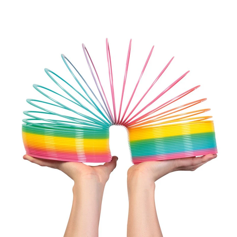 Colore arcobaleno cerchio divertente giocattoli magici precoce educativo pieghevole molla di plastica bobina regalo creativo antistress per bambini