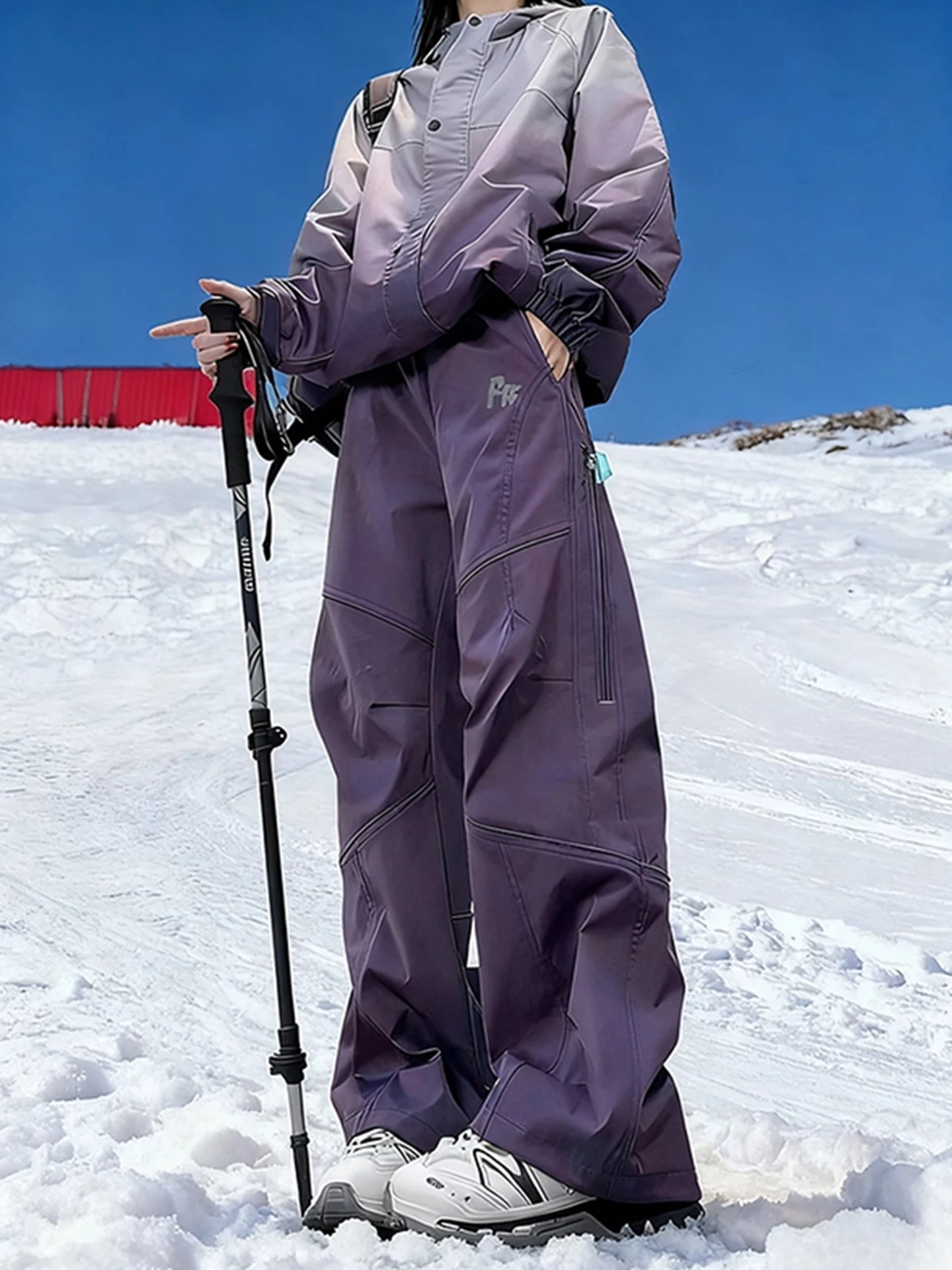 

Thiened Fce Winter Ski Pants Men's Waterproof Windproof Hiking Workwear Trousers Tee-in-One Design Outdoor Functionali