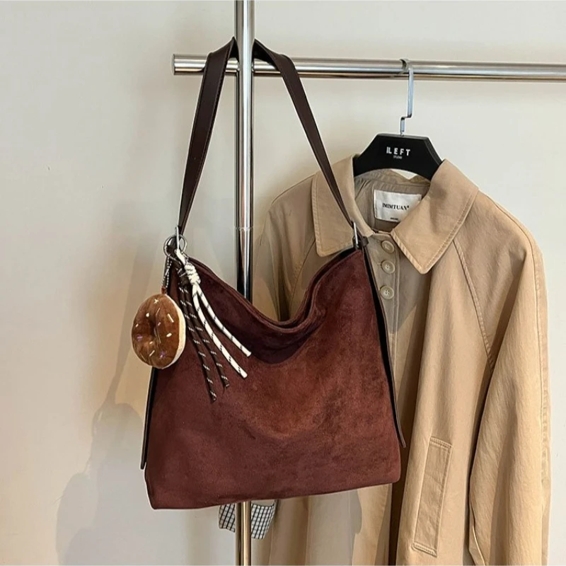 

Women's Suede Tote Bag with Detachable Strap, Casual Style for Daily Errands & Office Commute Bags for Women Handbag Women Bag