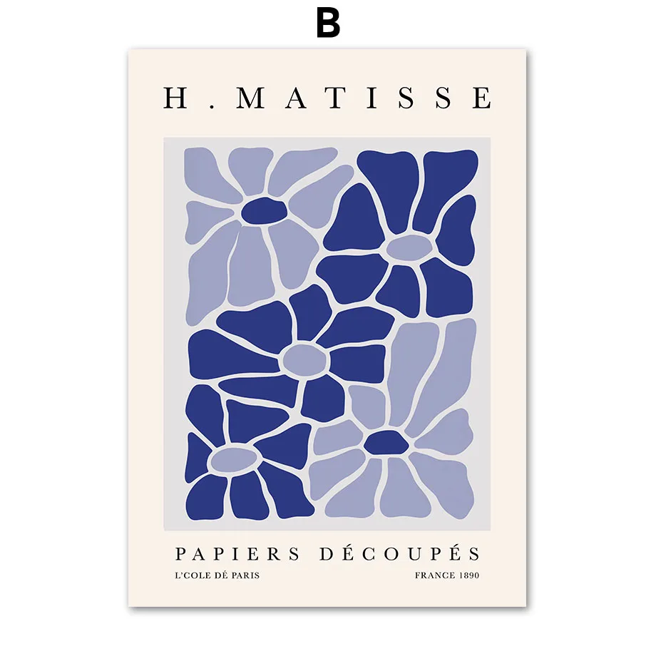 الاسكندنافية الحد الأدنى جدار الفن الأزرق ماتيس ليوبارد معرض المعرض الحديث HD المشارك يطبع غرفة نوم المنزل غرفة المعيشة ديكور