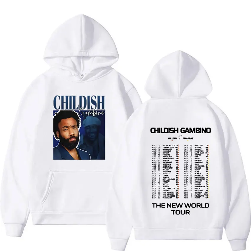 Childish Gambino The New World Tour 2024 Graphic Hoodie Men Hip Hop Clothing Oversized Sweatshirt Retro Fashion Pullover Hooded