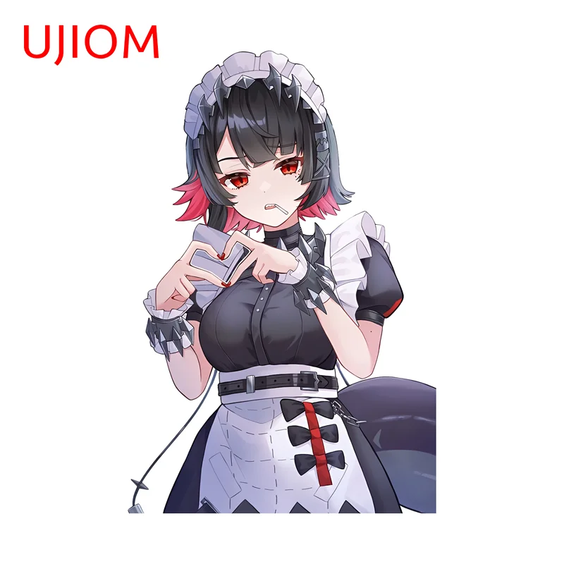 UJIOM Lovely Maid Uniform Ellen Joe Wall Sticker Standing Posture Amusing Graphics Waterproof Decal Kitchen Cupboard Decoration