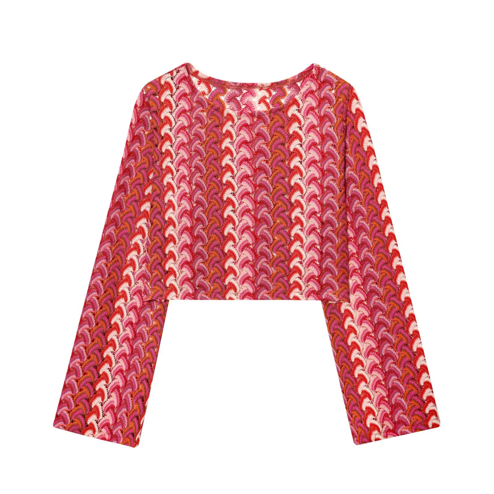 

25 autumn new European and American style, fashionable and versatile daily niche long-sleeved crochet knitted short top