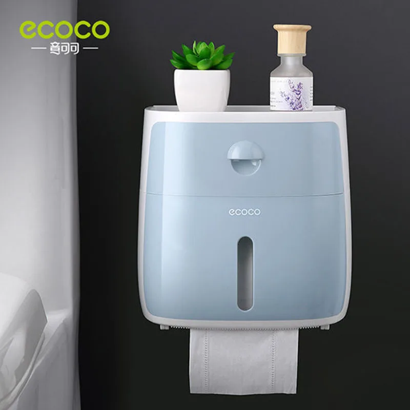 

Ecoco Double Decker Toilet Tissue Box Toilet Shelf Drawer Box Punch-free Paper Towel Rack Toilet Paper Roll Tube