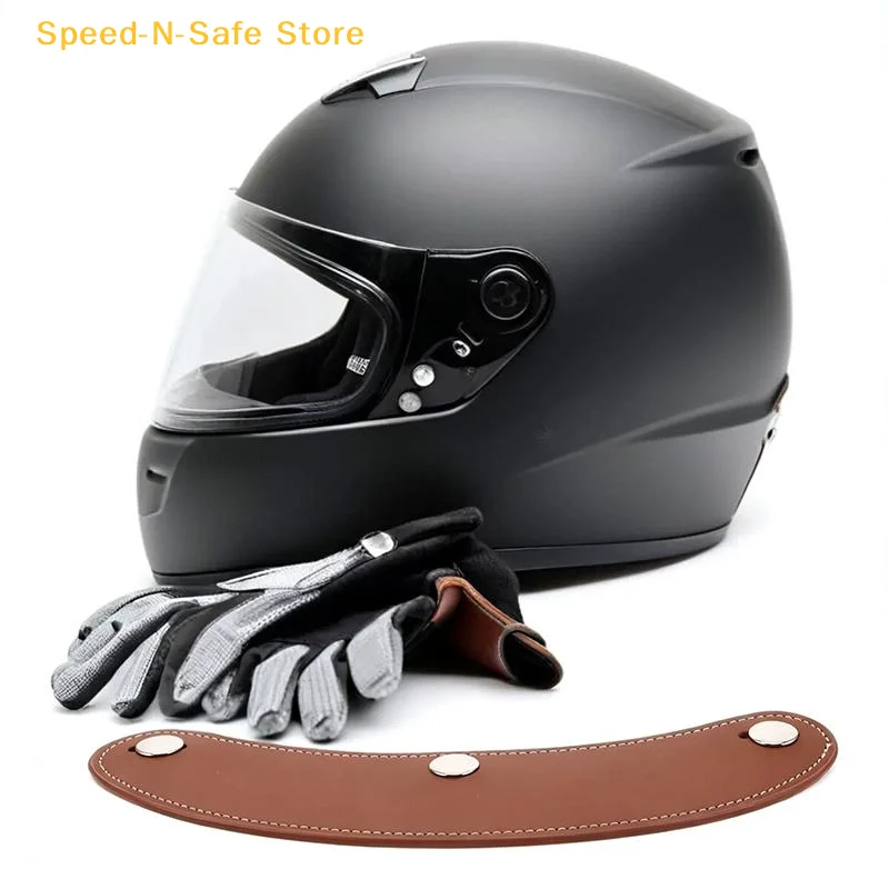 Retro 3 Pin Leather Motorcycle Helmet Brim Removable Sun Protection Visor for Long Distance Riding - view 4