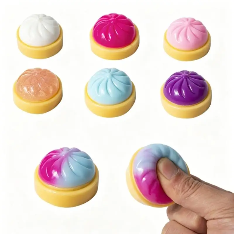 【New】Random 1/4Pcs Simulation Flash Dumpling Pressure Ball Slow Rebound Soft Pinch Decompression Baozi Stress Relief Toy