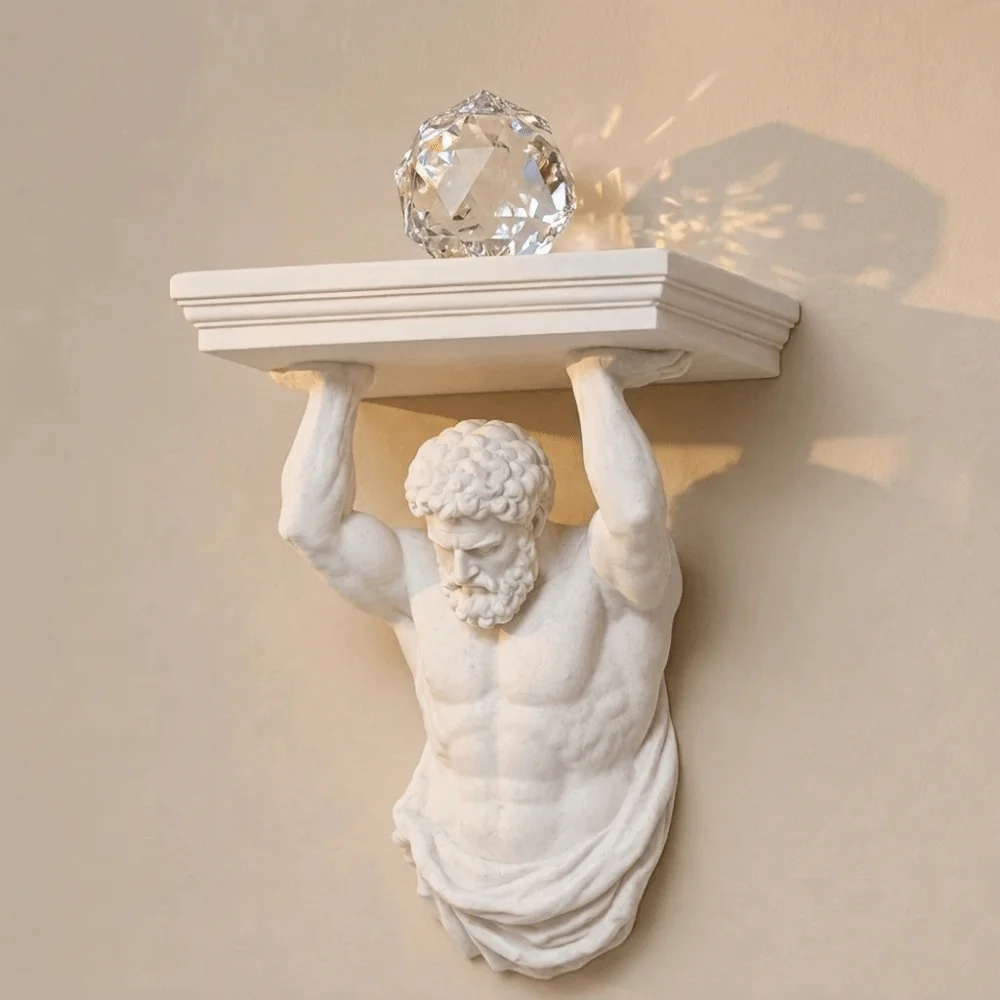 3D Printed Atlas Wall Shelf Plastic Decorative Atlas Statue Wall Bracket Wall Display Shelf Greek God Wall Mount Shelf - view 5