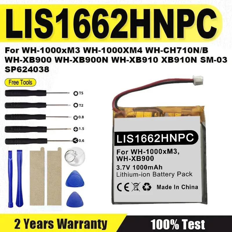 

Battery LIS1662HNPC For Sony WH-1000xM3 WH-1000XM4 WH-CH710N/B WH-XB900 WH-XB900N WH-XB910 XB910N SM-03 SP624038 + Free Tools