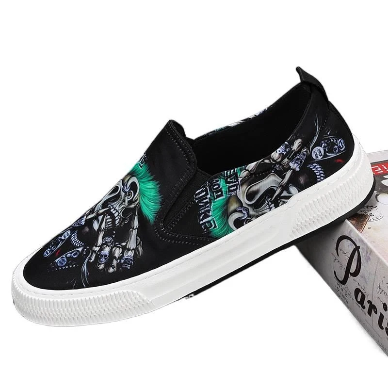 

Men's Cloth Shoes New Model 9290 Low-top Breathable Slip-on Lazy Shoes with Chinese Style Print for Young People, Trendy Ca